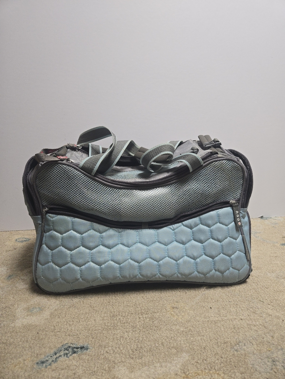 Argo Pet Carrier Quilted Light Blue Travel Tote Bag